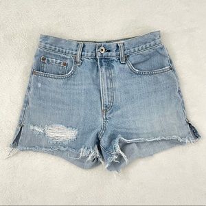 Rag & Bone Light Wash High Waisted Raw Hem Shorts
